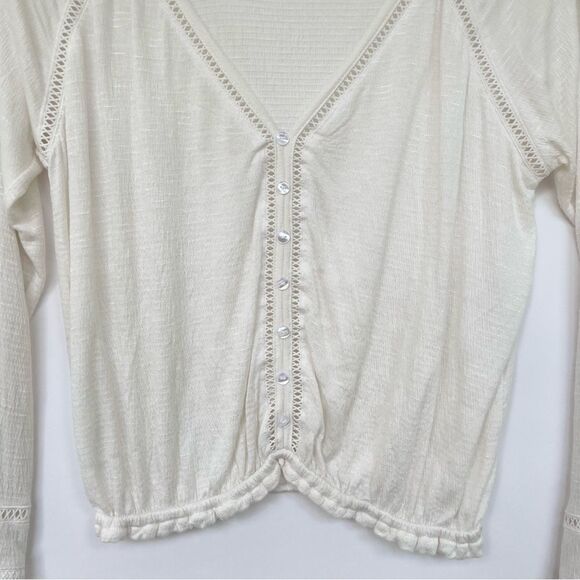 American Rag Bell-Sleeve Crochet-Trim Peasant Cream Women's S Minimalist - Picture 4 of 11